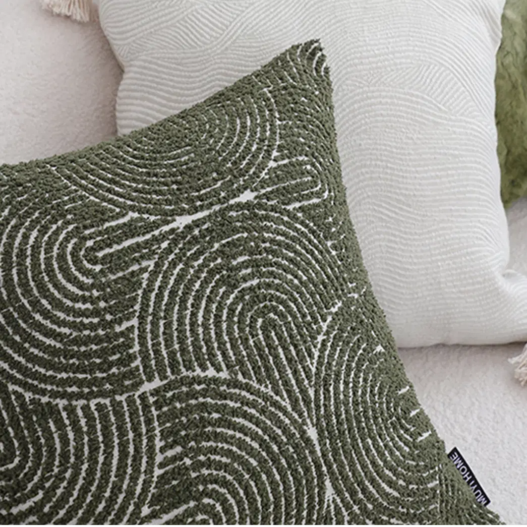 SOGA 2X 45cm Modern Boho Green Tufted Pillow Covers – Decorative Textured Throw Pillowcases for Sofa, Bed & Home Decor