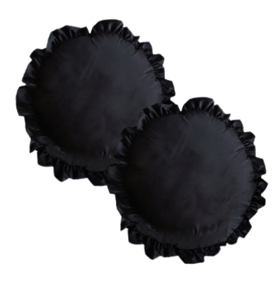 SOGA 2X 45X Butterfly Black Vintage Lotus Leaf Edge Round Throw Pillow