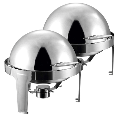 SOGA 2X 6L Stainless Steel Chafing Food Warmer Catering Dish Round Roll Top