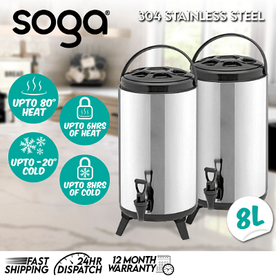 SOGA 2X 8L Portable Insulated Cold/Heat Coffee Tea Beer Barrel Brew Pot With Dispenser