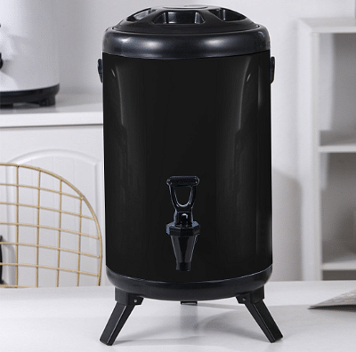 SOGA 2X 8L Stainless Steel Insulated Milk Tea Barrel Hot and Cold Beverage Dispenser Container with Faucet Black