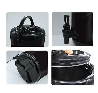 SOGA 2X 8L Stainless Steel Insulated Milk Tea Barrel Hot and Cold Beverage Dispenser Container with Faucet Black