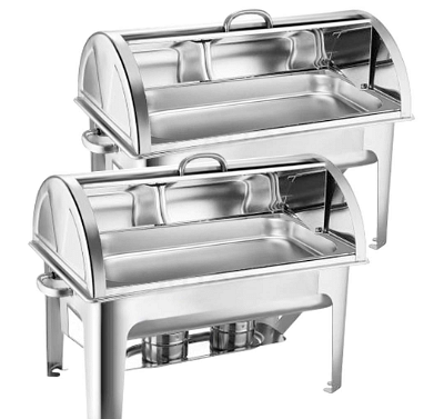 SOGA 2X 9L Stainless Steel Full Size Roll Top Chafing Dish Food Warmer