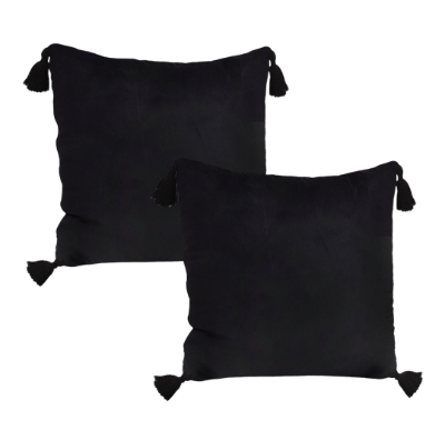 SOGA 2X Black Vintage Butterfly Pillow Tassel Velvet Square Throw Pillow