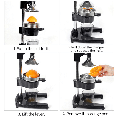 SOGA 2X Commercial Manual Juicer Hand Press Juice Extractor Squeezer Orange Citrus Matte Black