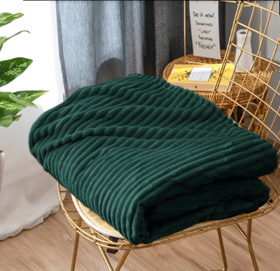 SOGA 2X Dark GreenThrow Blanket Warm Cozy Striped Pattern Thin Flannel Coverlet Fleece Bed Sofa Comforter