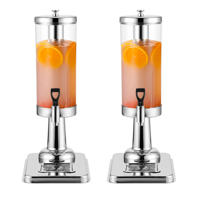 SOGA 2X Single 3L Silver Stainless Steel Beverage Dispenser Ice Cylinder Clear Juicer Hot Cold Water Jug