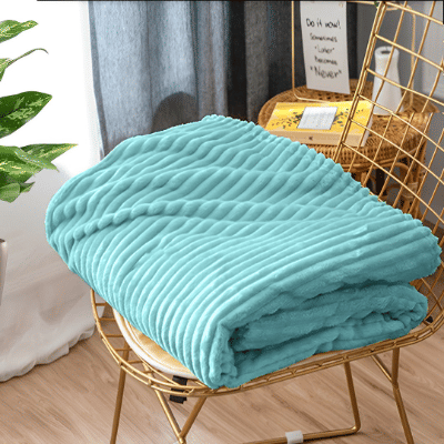 SOGA 2X Sky Blue Throw Blanket Warm Cozy Striped Pattern Thin Flannel Coverlet Fleece Bed Sofa Comforter