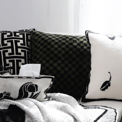 SOGA 45cm Urban Light Luxury Pillow Dark Night Green Checkered Square Throw Pillow