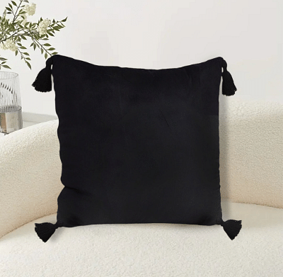 SOGA 45X Black Vintage Butterfly Pillow Tassel Velvet Square Throw Pillow