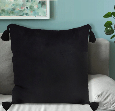 SOGA 45X Black Vintage Butterfly Pillow Tassel Velvet Square Throw Pillow