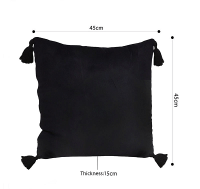SOGA 45X Black Vintage Butterfly Pillow Tassel Velvet Square Throw Pillow