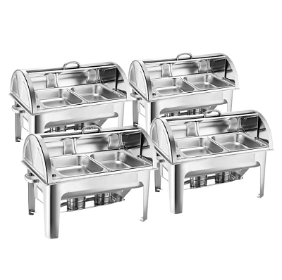 SOGA 4X 4.5L Dual Tray Stainless Steel Roll Top Chafing Dish Food Warmer