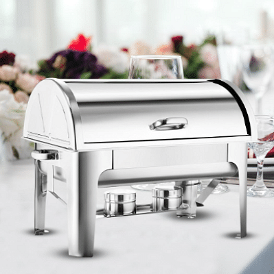 SOGA 4X 4.5L Dual Tray Stainless Steel Roll Top Chafing Dish Food Warmer