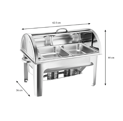 SOGA 4X 4.5L Dual Tray Stainless Steel Roll Top Chafing Dish Food Warmer
