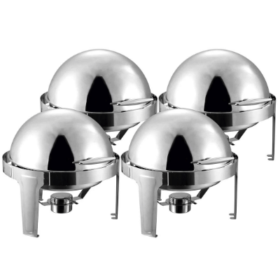 SOGA 4X 6L Round Chafing Stainless Steel Food Warmer with Glass Roll Top