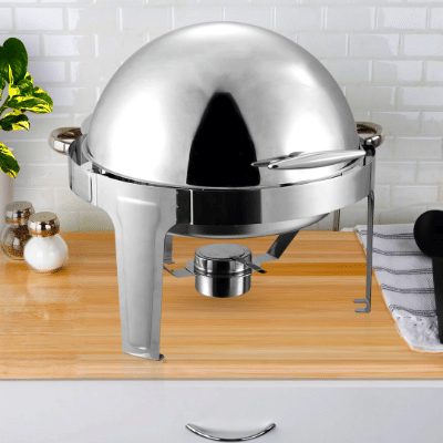 SOGA 4X 6L Round Chafing Stainless Steel Food Warmer with Glass Roll Top