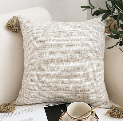 SOGA 50cm Beige Pillow Textured Throw Cover, Luxurious Rib Knit Ribbed Cotton Throw Pillow