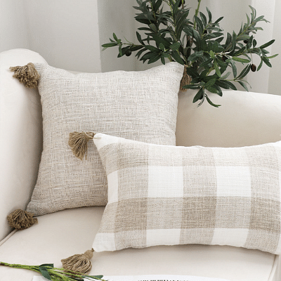 SOGA 50cm Beige Pillow Textured Throw Cover, Luxurious Rib Knit Ribbed Cotton Throw Pillow