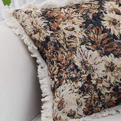 SOGA 50cm Vintage Oil Painting Color Raised Embroidery Empress Flower Throw Pillow