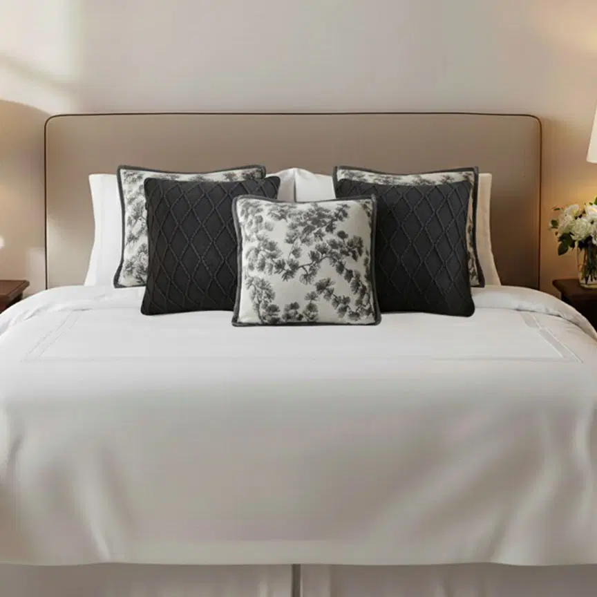 SOGA 5PC 45cm Pillowcases – 2x Charcoal Grey Cable Knit & 3x Dark Grey Floral Pillow Covers for Elegant Sofa & Home Décor