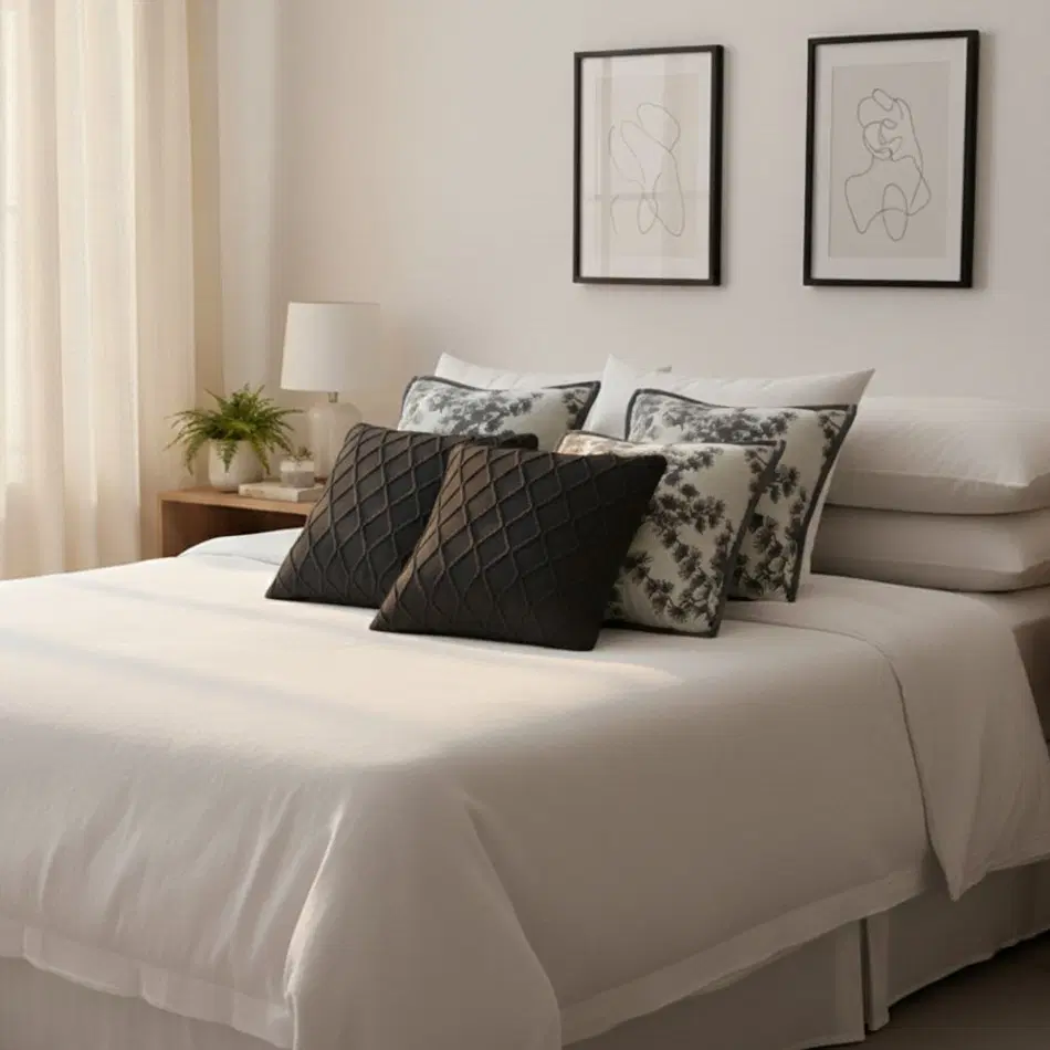 SOGA 5PC 45cm Pillowcases – 2x Charcoal Grey Cable Knit & 3x Dark Grey Floral Pillow Covers for Elegant Sofa & Home Décor