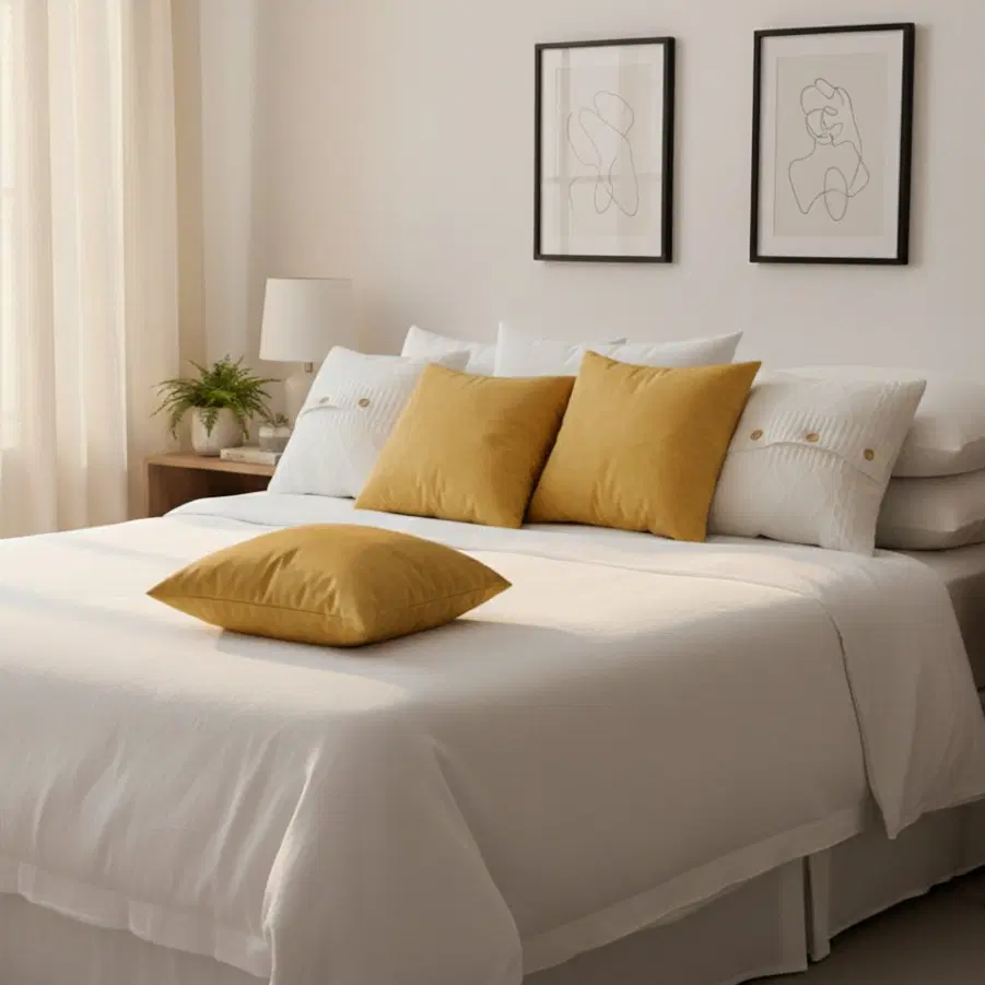 SOGA 5PC Decorative Pillow Cover Set – Golden Yellow Velvet & Knit Pillowcases for Sofa Décor
