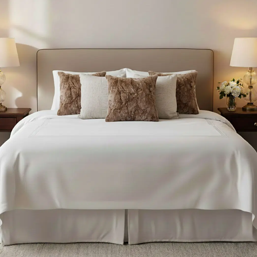 SOGA 5PC Decorative Pillow Cover Set – LuxeFur Brown & Neutral Beige Floral Linen Covers for Sofa or Bed