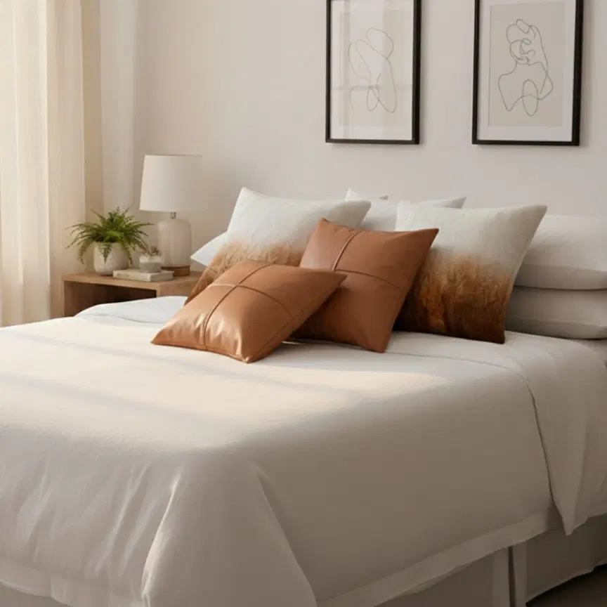 SOGA 5PC Luxury Gradient Faux Fur & Modern Terracotta Pillow Cover Set