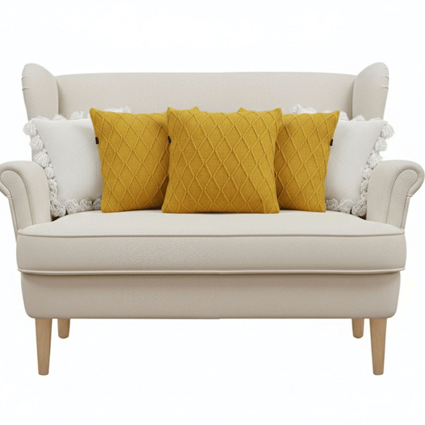 SOGA 5PC Pillowcases – Sunshine Yellow Diamond Knit & White Pom-Pom Pillow Covers for Bright Sofa & Bed Décor