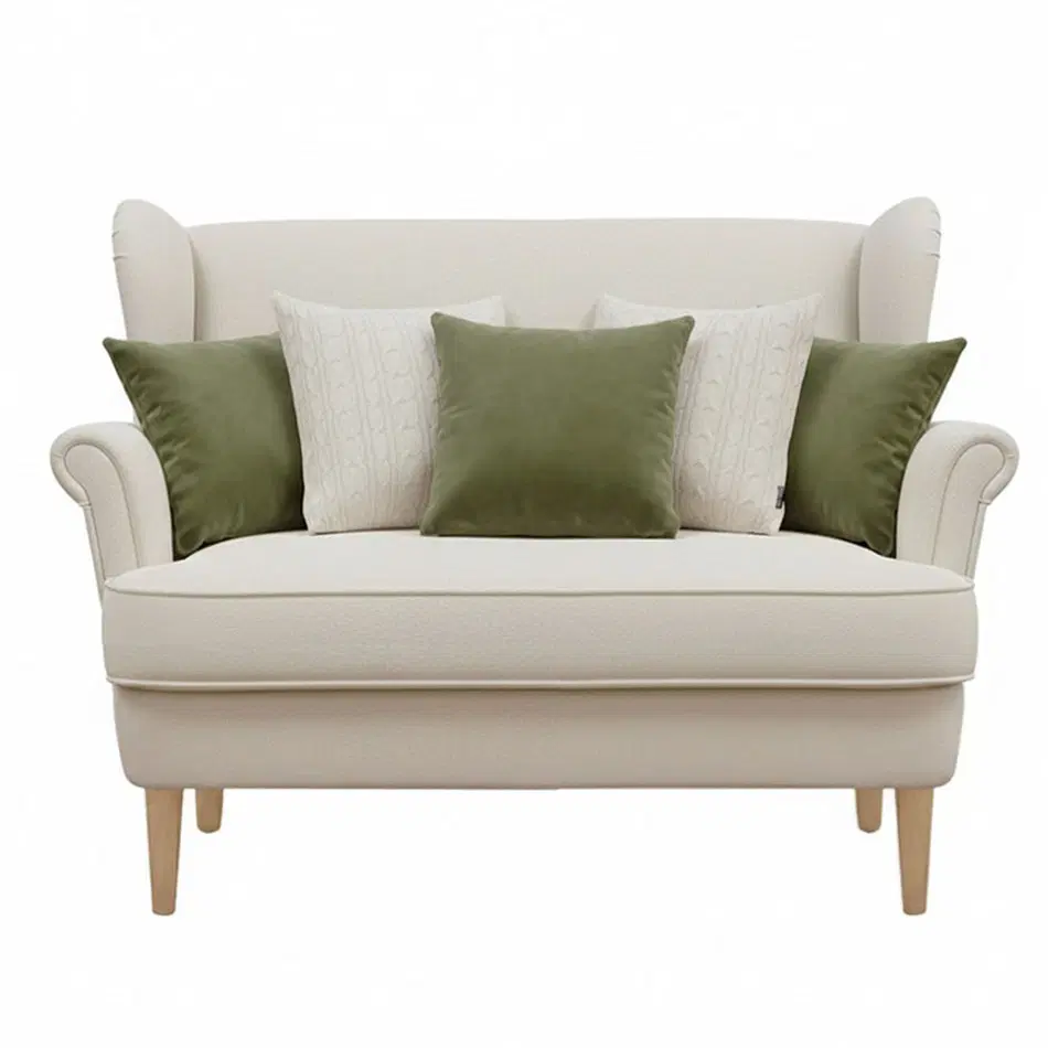 SOGA 5PC Sage Green Velvet Pillowcases & Cream Cable Knit Covers for Sofa Décor