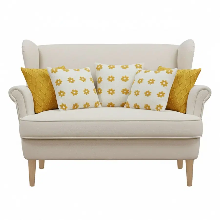 SOGA 5PC Sunshine Yellow Diamond Knit & Retro Daisy Chain Pillow Cover Set