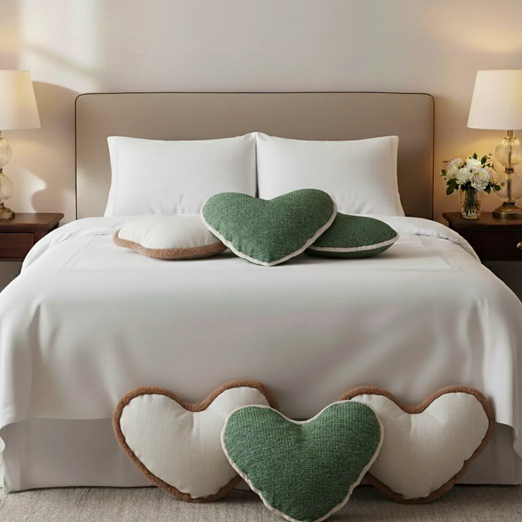 SOGA 6PC 42x32cm Heart-Shaped Plush & Woven Pillow Cover Set – Decorative