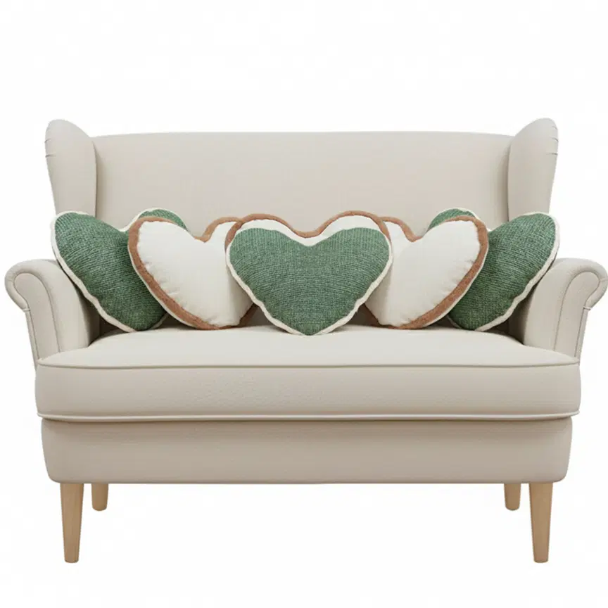 SOGA 6PC 42x32cm Heart-Shaped Plush & Woven Pillow Cover Set – Decorative