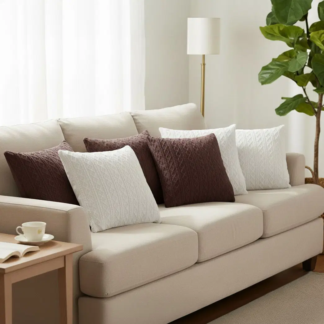 SOGA 6PC 45cm Cable Knit Pure & Luxury Pillowcase Set – Knitted Pillow Covers for Sofa & Bedroom