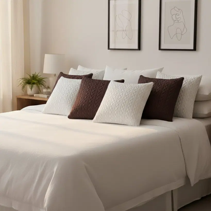 SOGA 6PC 45cm Cable Knit Pure & Luxury Pillowcase Set – Knitted Pillow Covers for Sofa & Bedroom