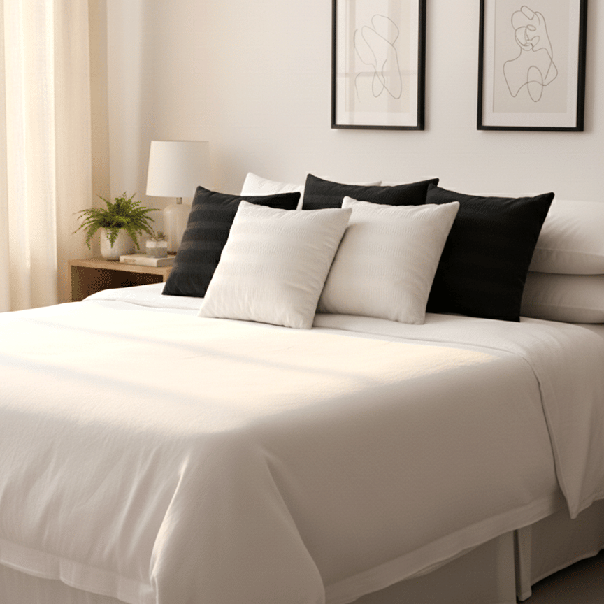 SOGA 6PC 45cm Cream Corduroy & Black Velvet Pillow Cover Set – Decorative