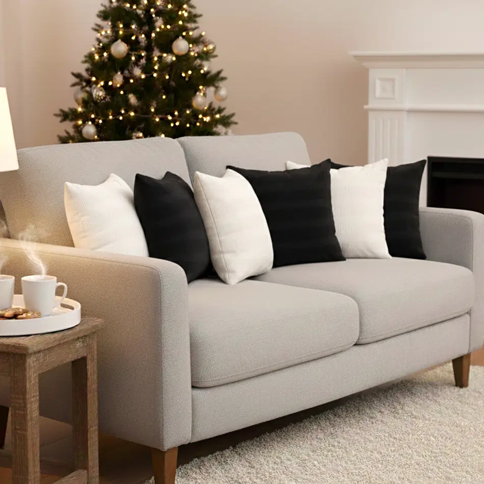 SOGA 6PC 45cm Cream Corduroy & Black Velvet Pillow Cover Set – Decorative