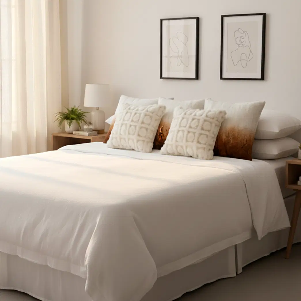 SOGA 6PC 45cm Decorative Pillowcases – 2 Gradient Faux Fur & 4 Cream Pom-Pom Grid Luxury Pillow Covers for Living Room or Bedroom