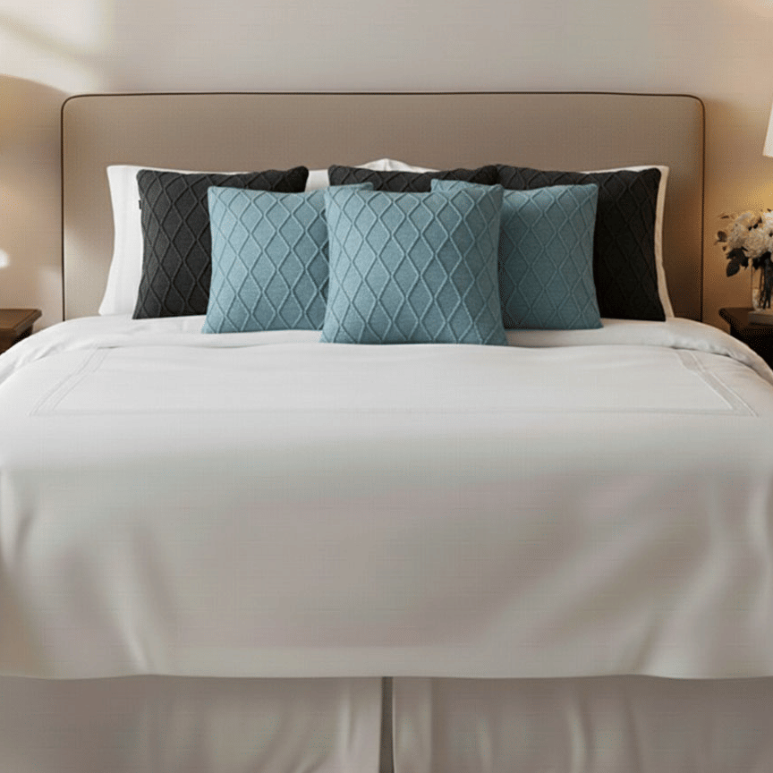 SOGA 6PC 45cm Diamond & Cable Knit Pillow Covers Set – Sky Blue & Charcoal Grey