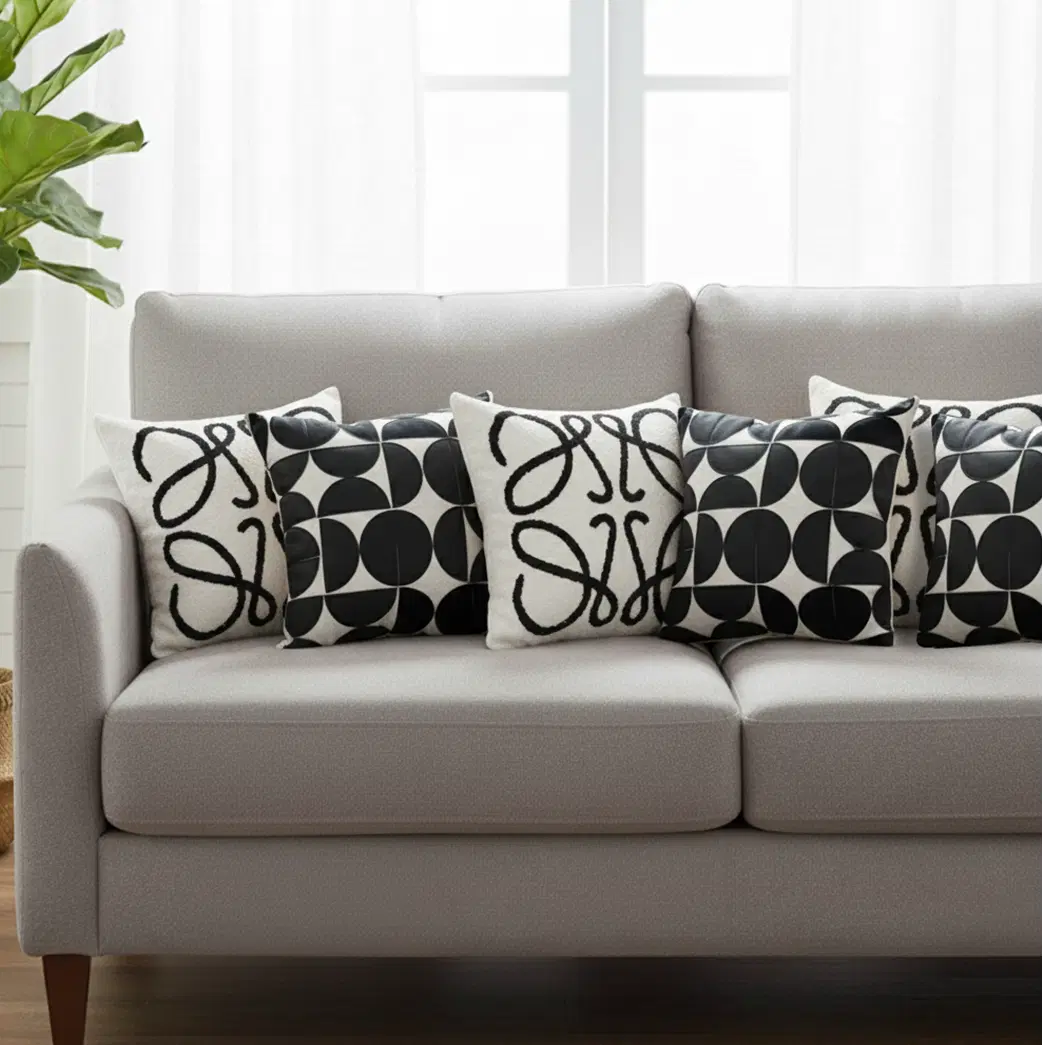 SOGA 6PC 45cm Modern Geometric Circles & Art Loop Pillow Cover Set