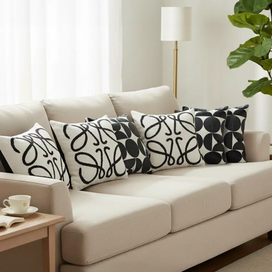 SOGA 6PC 45cm Modern Geometric Circles & Art Loop Pillow Cover Set