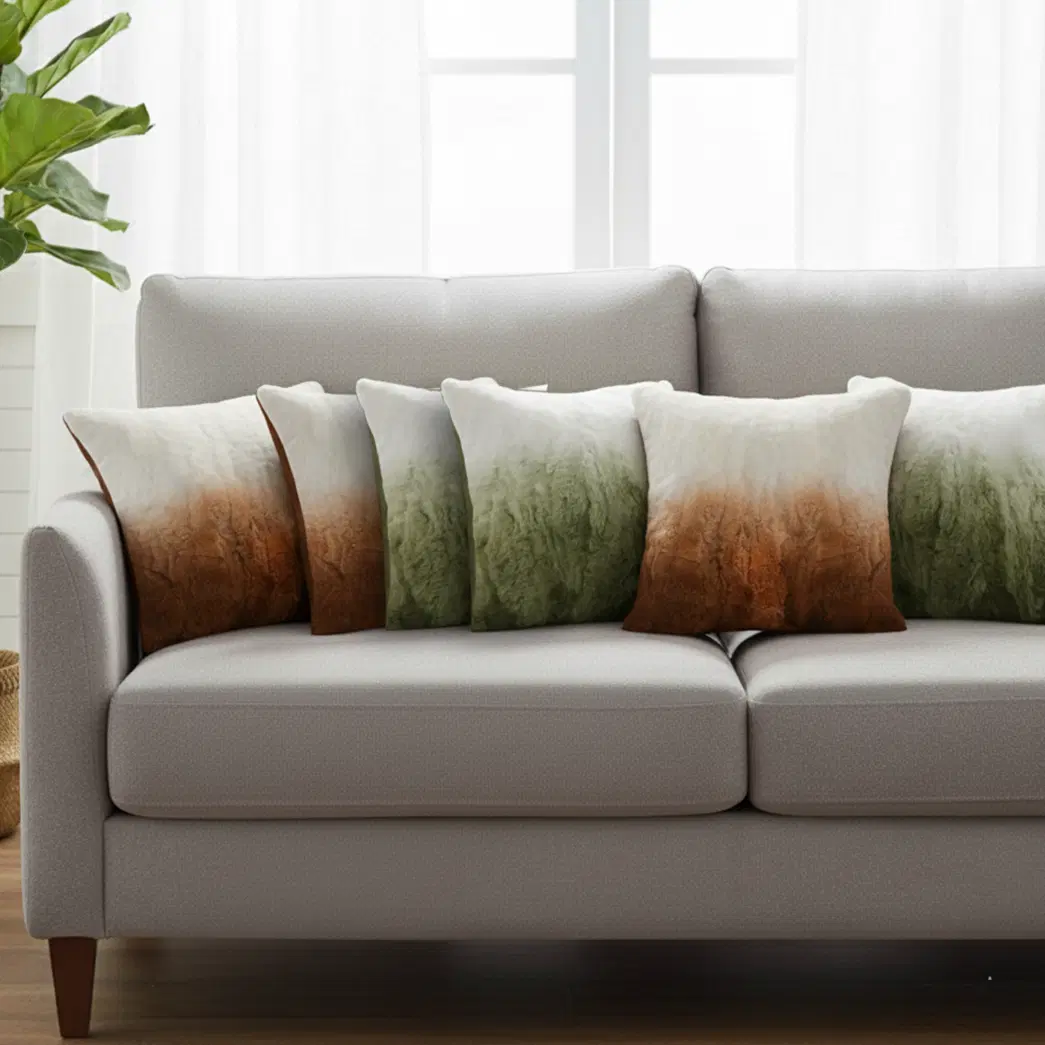 SOGA 6PC 45cm Ombre & Gradient Faux Fur Pillow Cover Set – Decorative