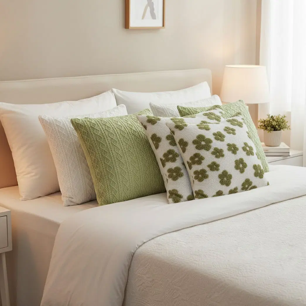 SOGA 6PC 45cm Pillowcases – Garden Bloom Delight, Cable Knit Pure & Cable Knit Fresh Pillow Covers for Sofa & Home Décor