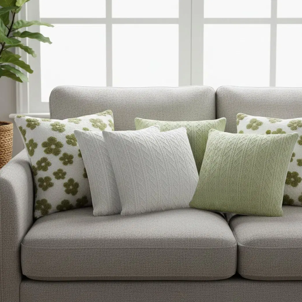 SOGA 6PC 45cm Pillowcases – Garden Bloom Delight, Cable Knit Pure & Cable Knit Fresh Pillow Covers for Sofa & Home Décor