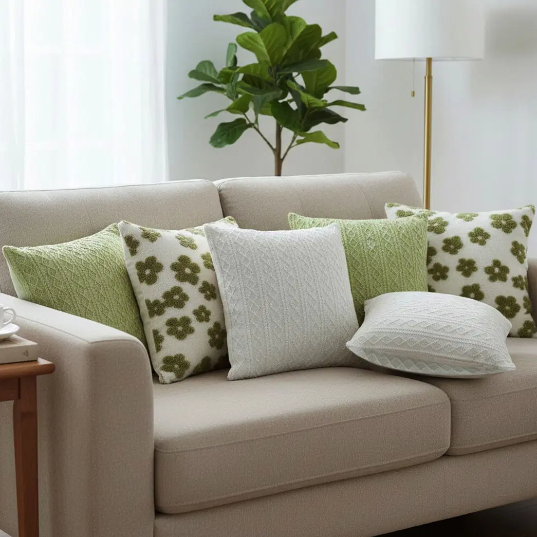 SOGA 6PC 45cm Pillowcases – Garden Bloom Delight, Cable Knit Pure & Cable Knit Fresh Pillow Covers for Sofa & Home Décor