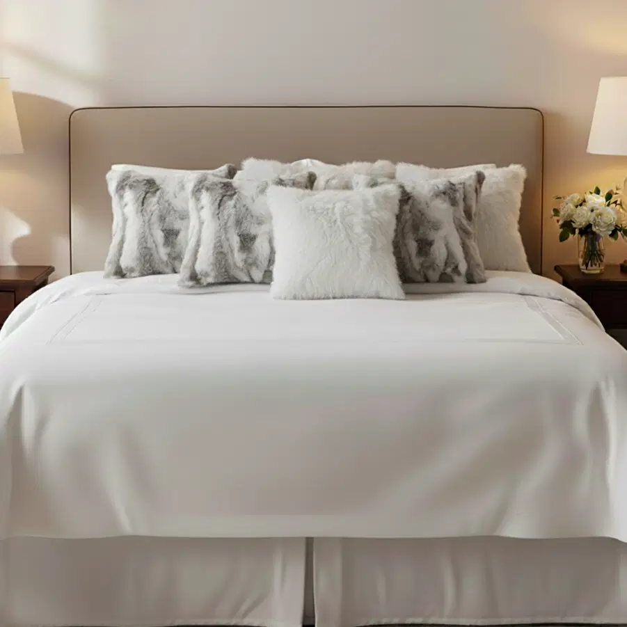 SOGA 6PC 45cm Pure White Textured & Faux Fur Pillow Cover Set