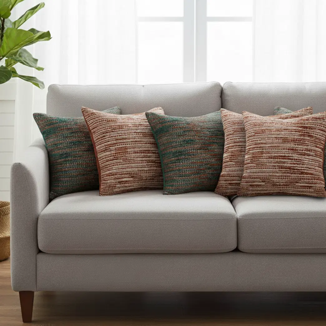 SOGA 6PC 45cm Rust & Textured Woven Pillow Cover Set – Decorative Cushions