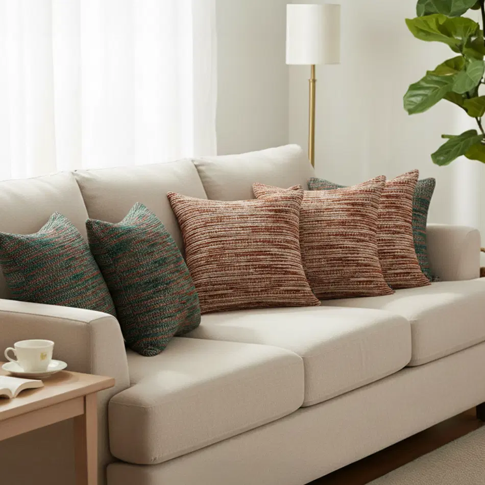 SOGA 6PC 45cm Rust & Textured Woven Pillow Cover Set – Decorative Cushions