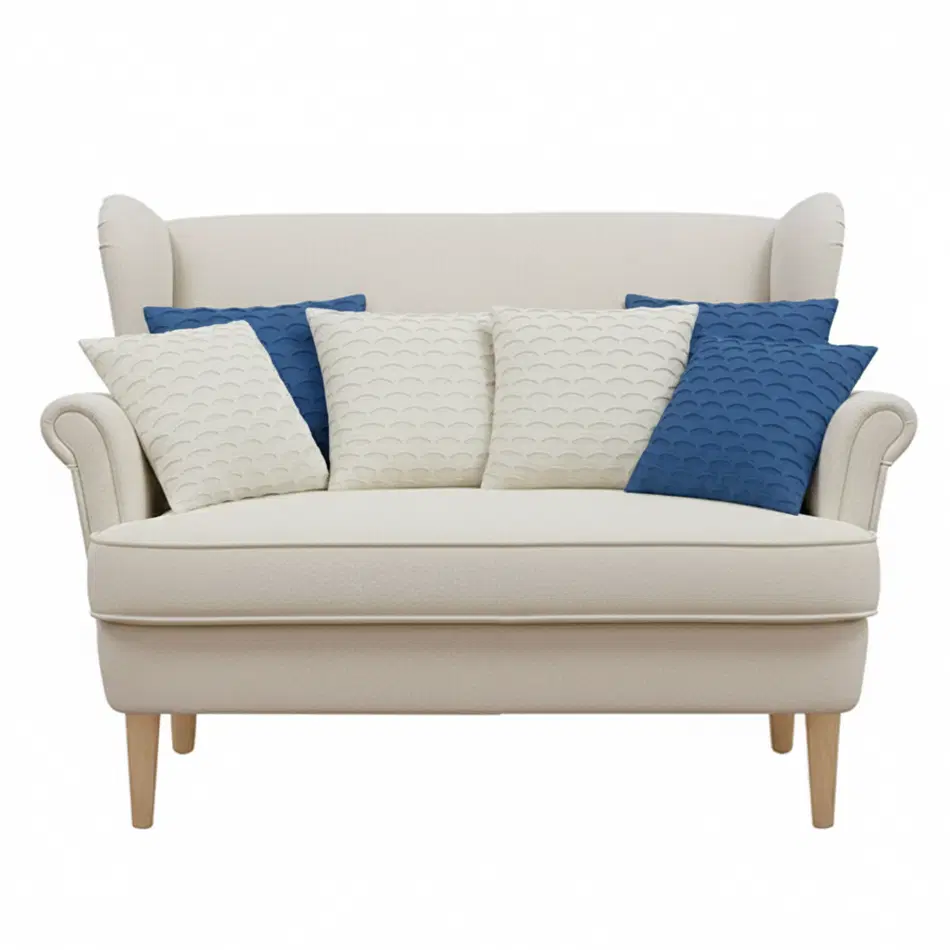 SOGA 6PC 45cm Scalloped Wave Pillow Cover Set – Navy Blue & White